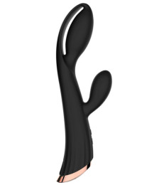 Vibromasseur noir avec stimulateur de clitoris LRIS USB - LRISBLACK
